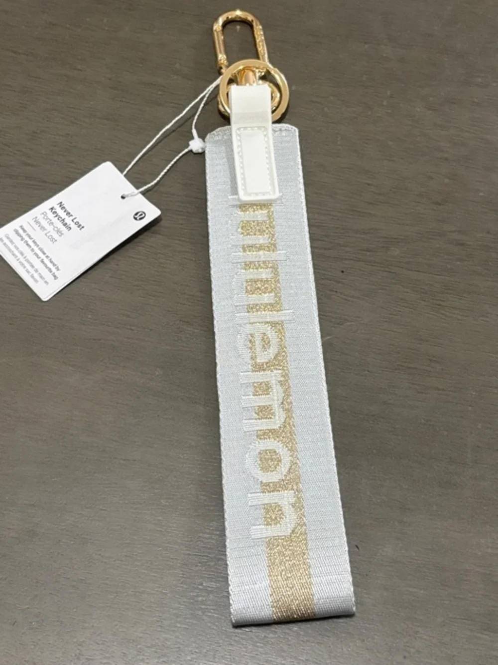 Lululemon Gold grey Wristlet Keychain Strap